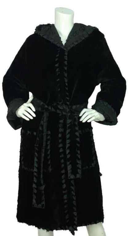 J.MENDEL Black Sheared Mink Reversible Coat With Sash 2