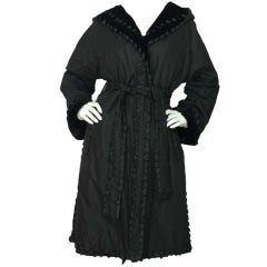 Vintage J.MENDEL Black Sheared Mink Reversible Coat With Sash