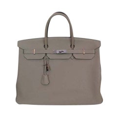 HERMES Gray Togo Leather BIRKIN BAG  w/Palladium Hardware - 40cm