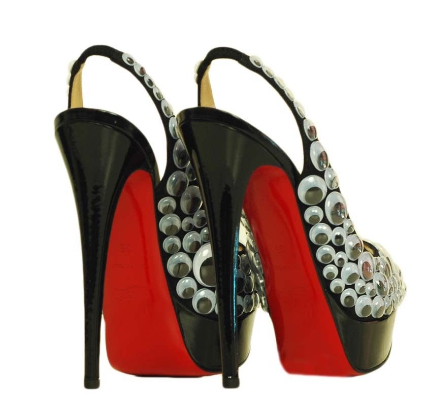 CHRISTIAN LOUBOUTIN Black Patent Leather Platform "Eye" Shoes at 1stdibs