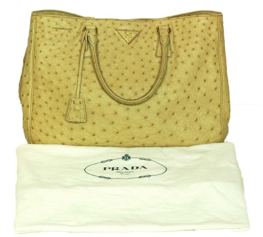 Prada Beige Ostrich Tote Bag
Made In Italy
Materials: Ostrich Leather
Stamped: 