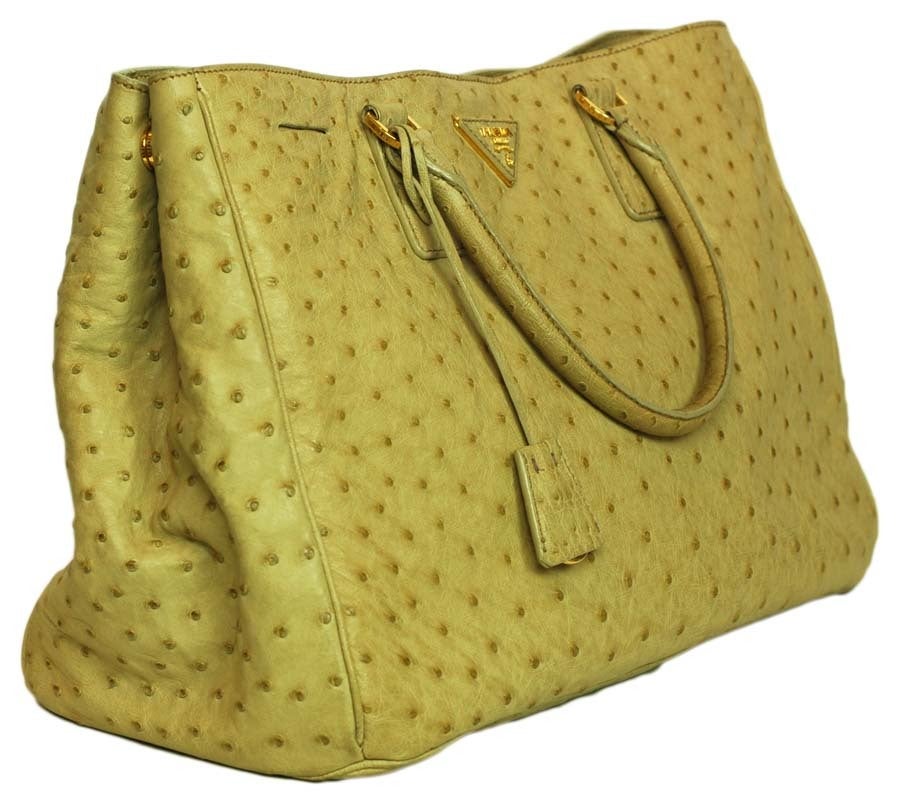Women's PRADA Beige Ostrich Tote Bag
