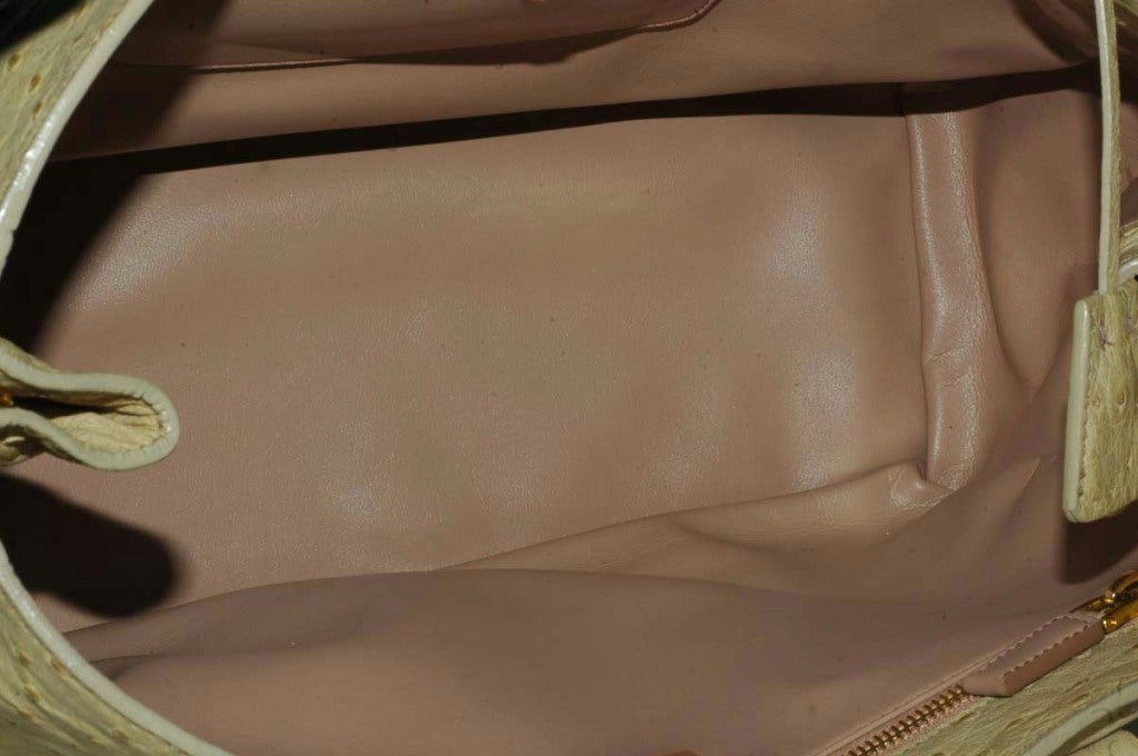 PRADA Beige Ostrich Tote Bag 3