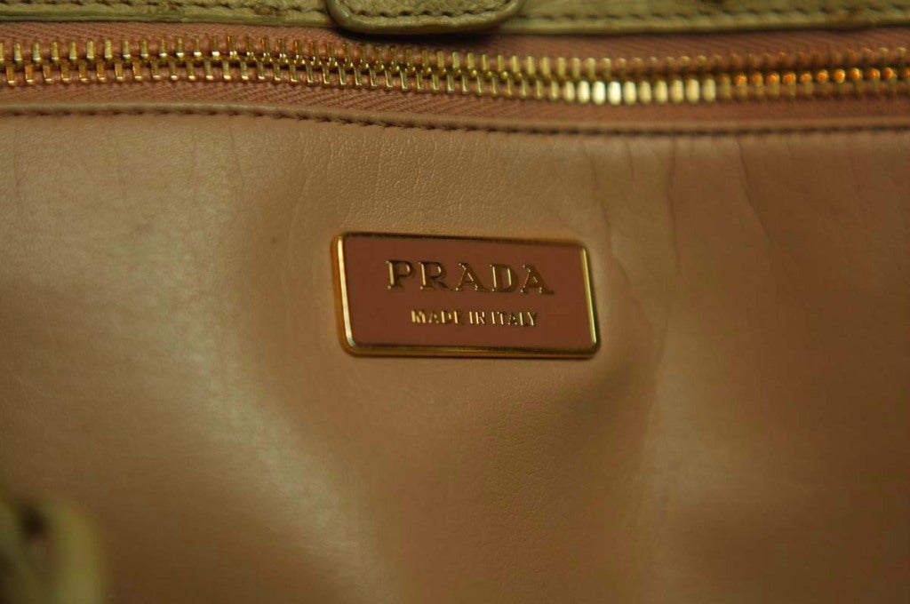PRADA Beige Ostrich Tote Bag 4