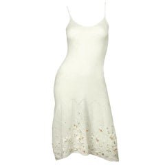 CHANEL White Sleeveless Floral Dress