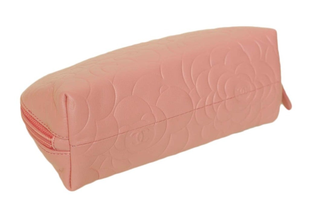 CHANEL Pink Cosmetic Case With Embossed Roses 1
