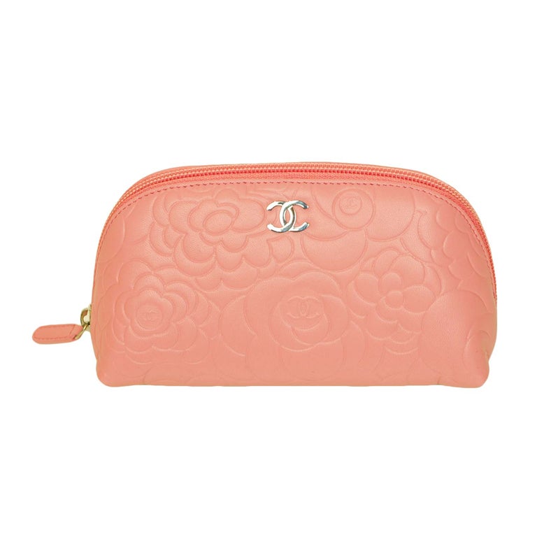 CHANEL Pink Cosmetic Case With Embossed Roses