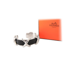 HERMES BLACK & SILVERTONE CUFF