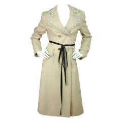 DOLCE & GABBANA Beige Wool Coat With Rhinestones