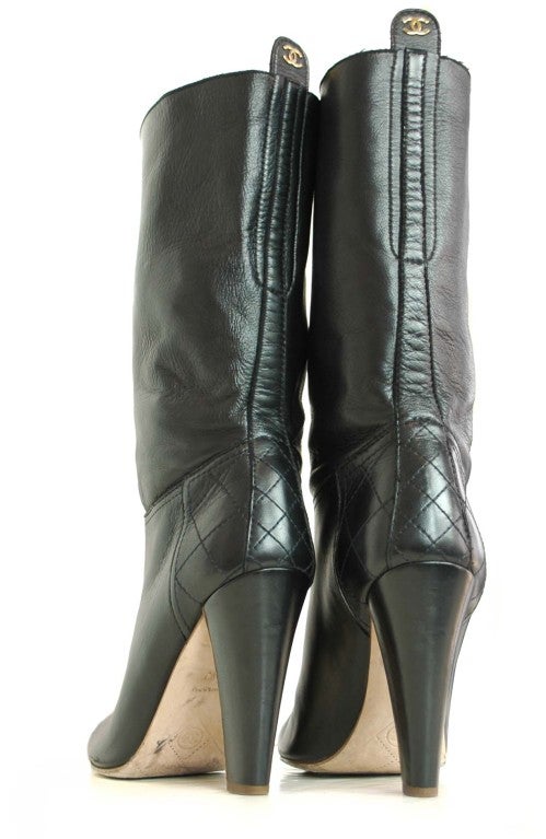 CHANEL Black Leather Boots 1