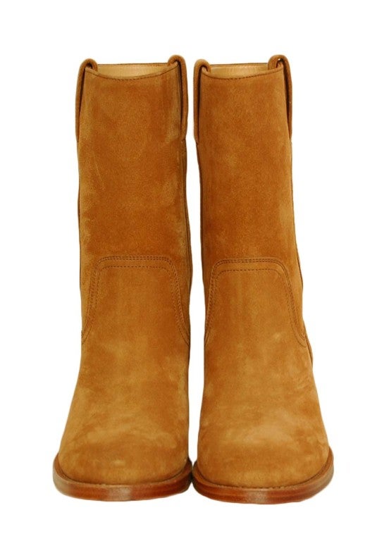 CHANEL Camel Suede Boots