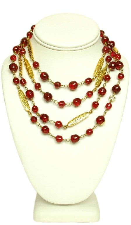 CHANEL Red Gripoix Glass Necklace at 1stdibs