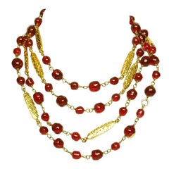CHANEL Red Gripoix Glass Necklace