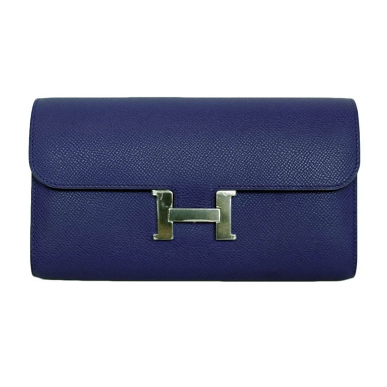 HERMES NIB Blue Electric Epsom Constance Long Combination Clutch