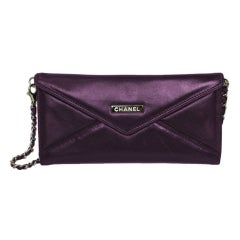CHANEL Purple Leather ‘Mademoiselle’ Postcard Pochette