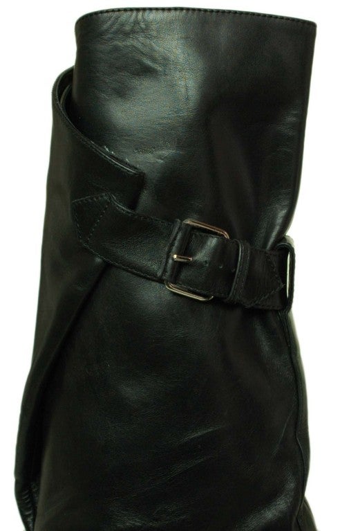 BALENCIAGA Black Wedge Boot with Wrapped Top - Size 7 3