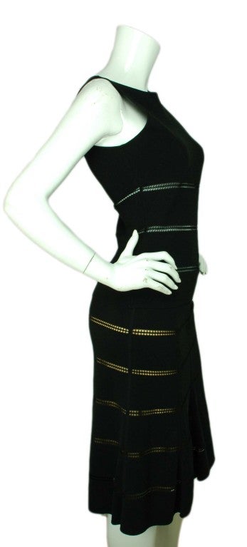 VALENTINO 2 Piece Black Knit Skirt w/Crochetted Detail & Top