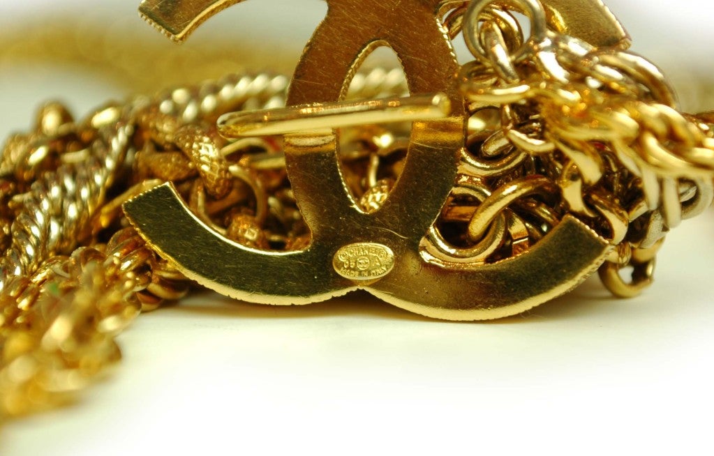 CHANEL Gold Multi Strand Chain Belt with Wheat Charms 3