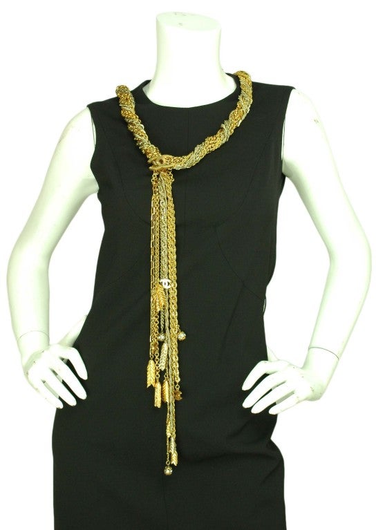 CHANEL Gold Multi Strand Chain Belt with Wheat Charms 4