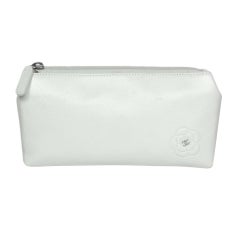 CHANEL Ivory Cosmetic Bag with Embossed Camelia