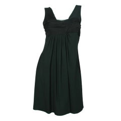 CHRISTIAN DIOR Black Sleeveless Dress with Pleated Top - Size 8