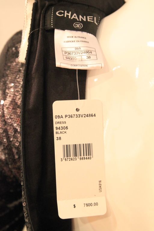 Chanel Black Sequin Tuxedo Cocktail Dress w Silk Trim sz.38 rt.$7500 5