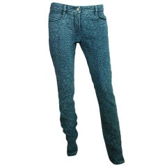 CHANEL 2012 Denim Camelia Print Jeans Pants NWT- s.38 rt.$1,610