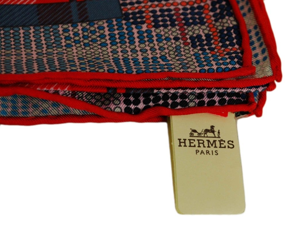 HERMES Red/Blue Plaid Border 