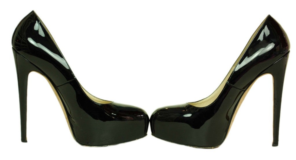 BRIAN ATWOOD Black Patent Hiidden Platform Shoes - Size 8 2