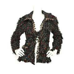 CHANEL Black/Red Tweed Belted Jacket ( 2010 Moscow Collection)-