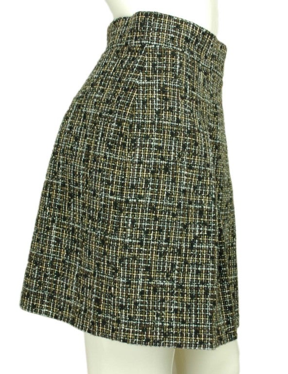 Women's CHANEL Black/Grey Tweed Skirt - Size 6