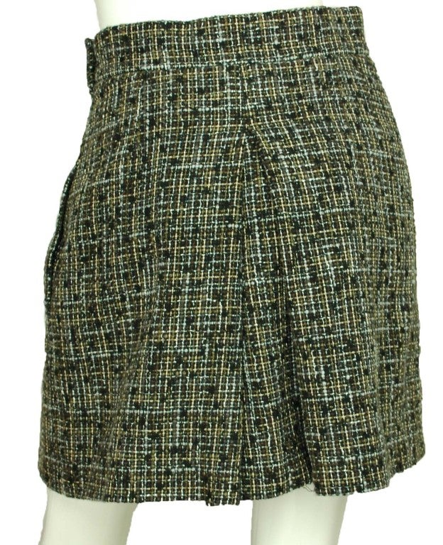 CHANEL Black/Grey Tweed Skirt - Size 6 1