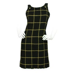 CHANEL Black/Gold SleevelessTweed Dress - Size 6