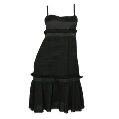 CHANEL Black Shoulder Strapped Dress with Satin Trim - Size 6