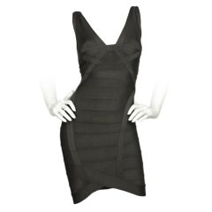HERVE LEGER Grey Strappy Bandage Dress - Size XS