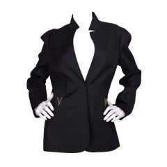 VALENTINO Black Evening Jacket with "V" Pockets - Size 8