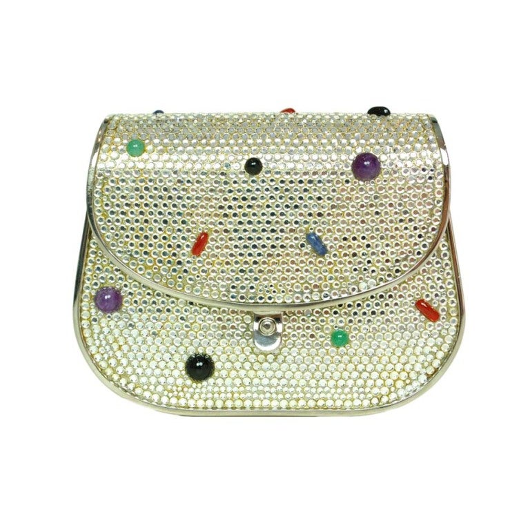 white rhinestone handbag