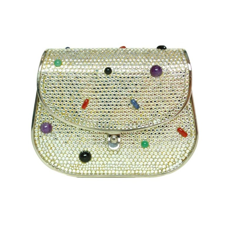 JUDITH LEIBER Rhinestone Cabochon Minaudiere Bag