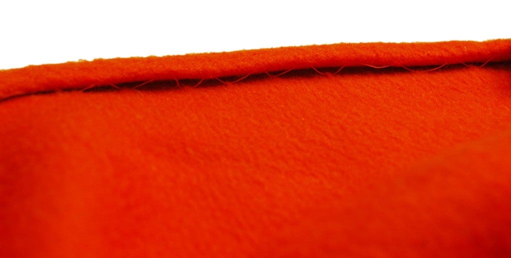 Women's HERMES Dark Orange Cashmere and Leather Fringe Trim Shawl/Wrap