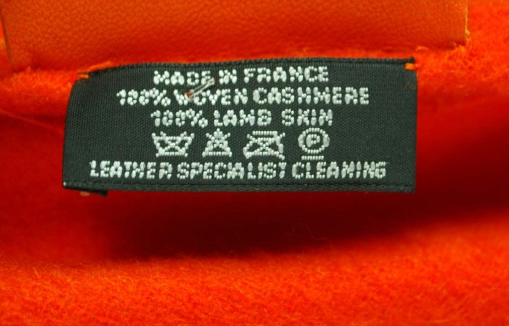 HERMES Dark Orange Cashmere and Leather Fringe Trim Shawl/Wrap 2