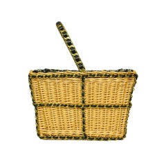 CHANEL Panier pique-nique vintage avec poignée supérieure (Circa 1990's)