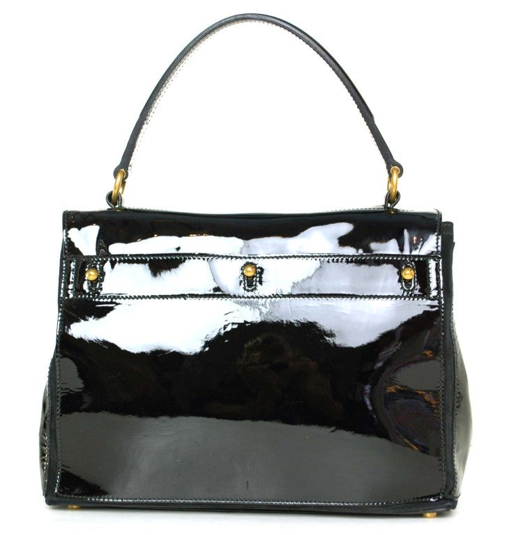 Women's Yves Saint Laurent Black Patent Leather Muse Two Bag