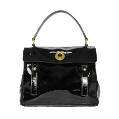 Yves Saint Laurent Black Patent Leather Muse Two Bag