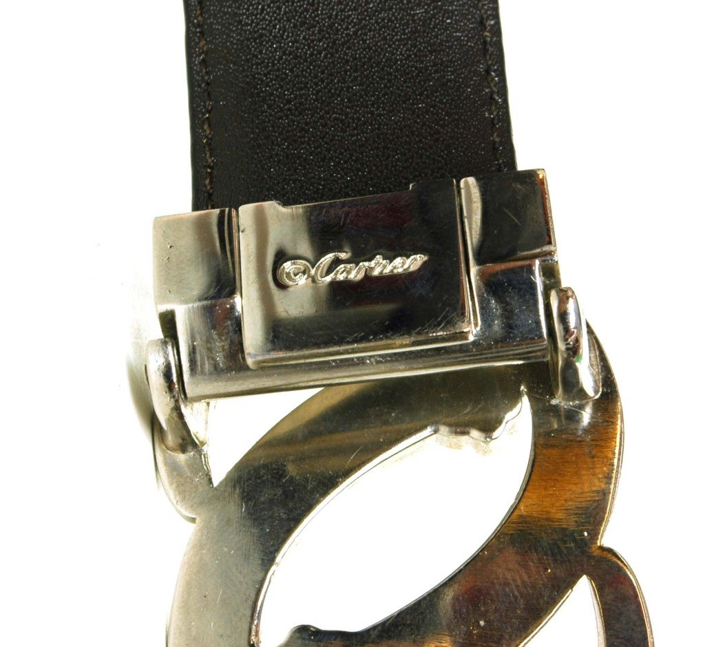 CARTIER Black Reversible Leather Belt With Silvertone Buckle 2