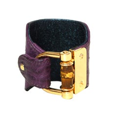 STEPHEN MIKHAIL Purple Ostrich Cuff With Bamboo Trim (Rt. $495)