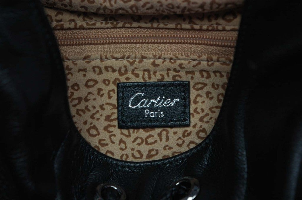 CARTIER Black Leather Hobo Bag with Panther rt. $1, 510 1