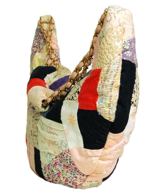 CHANEL Multi-Color Fabric Patchwork Hobo Bag 1