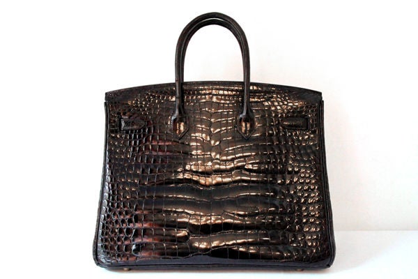 Women's Hermes Black Porosus Crocodile 35 Cm Birkin Bag