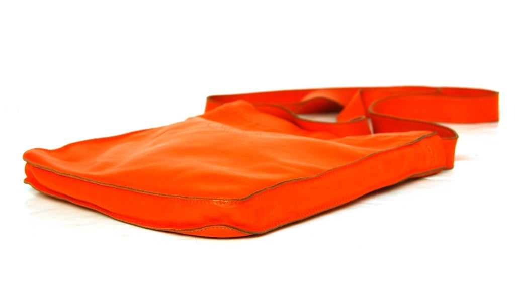 HERMES Orange Leather Perforated 'Clou De Selle' Crossbody Bag 1