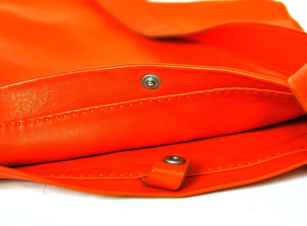 HERMES Orange Leather Perforated 'Clou De Selle' Crossbody Bag 3